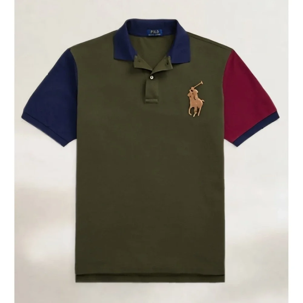 Polo Ralph Lauren Mesh Leather Big Pony Polo Shirt Men's Big & Tall 3XLT NWT